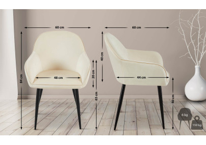 Ensemble de 2 chaises de salle à manger Boise en velours crème