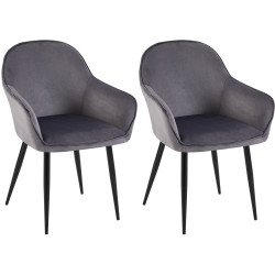 Ensemble de 2 chaises de salle à manger Boise en velours gris foncé