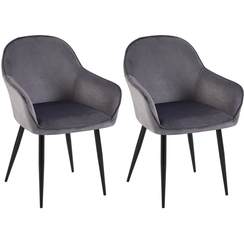 Ensemble de 2 chaises de salle à manger Boise en velours gris foncé