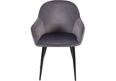 Ensemble de 2 chaises de salle à manger Boise en velours gris foncé