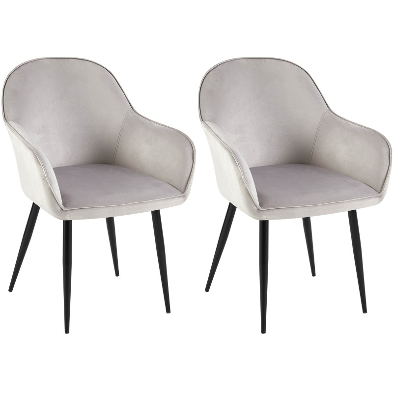 Ensemble de 2 chaises de salle à manger Boise en velours gris