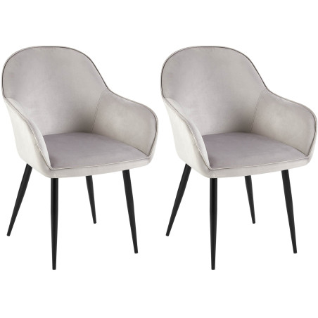 Ensemble de 2 chaises de salle à manger Boise en velours gris
