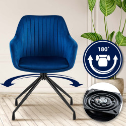 Chaise de salle à manger Welby, velours, bleu foncé