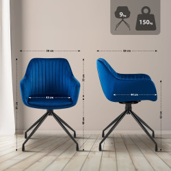 Chaise de salle à manger Welby, velours, bleu foncé