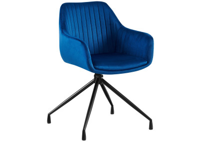 Chaise de salle à manger Welby, velours, bleu foncé