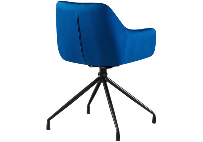 Chaise de salle à manger Welby, velours, bleu foncé