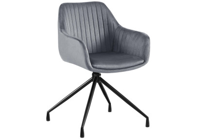 Chaise de salle à manger Welby, velours, gris foncé