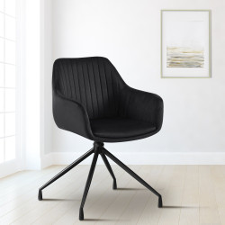Chaise de salle à manger Welby, velours, noire