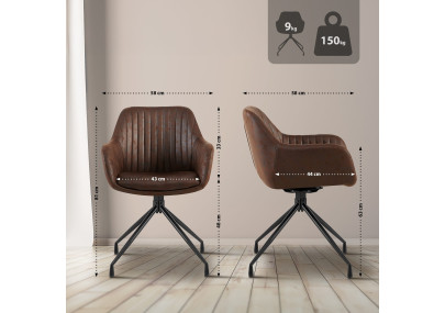 Chaise de salle à manger vintage Welby, marron foncé