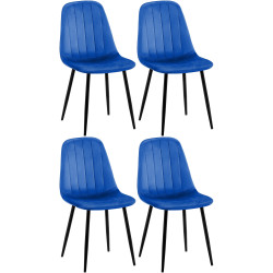 Ensemble de 4 chaises de salle à manger Baxter en velours bleu