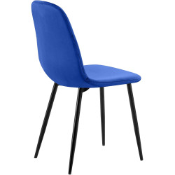 Ensemble de 4 chaises de salle à manger Baxter en velours bleu
