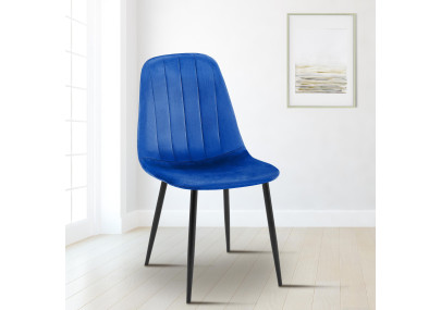 Ensemble de 4 chaises de salle à manger Baxter en velours bleu