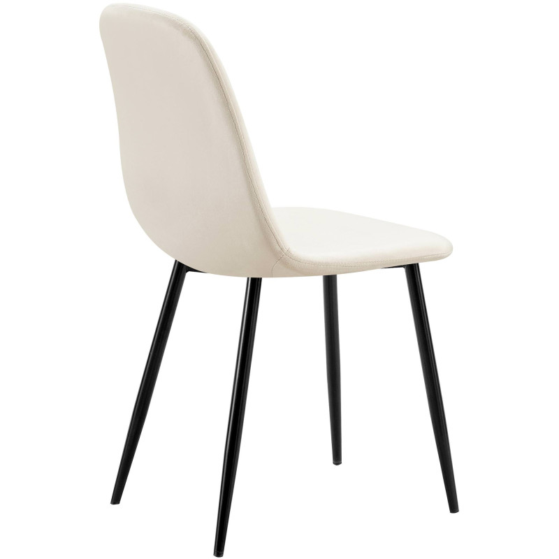 Ensemble de 4 chaises de salle à manger Baxter en velours blanc crème