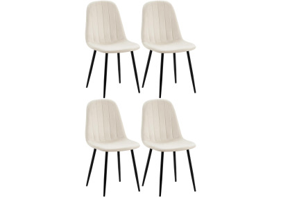 Ensemble de 4 chaises de salle à manger Baxter en velours blanc crème