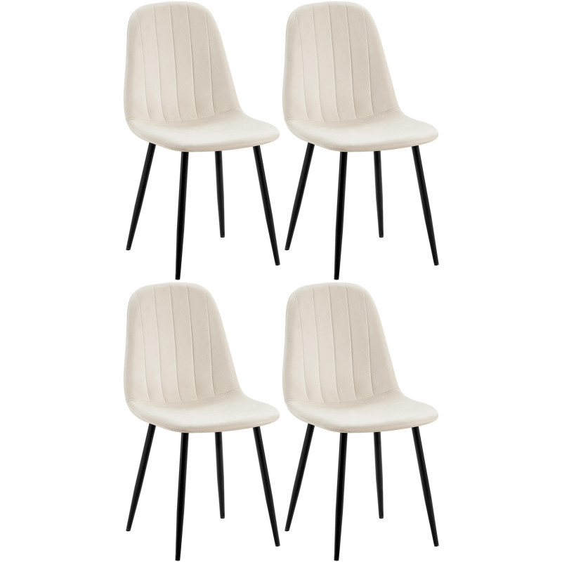 Ensemble de 4 chaises de salle à manger Baxter en velours blanc crème