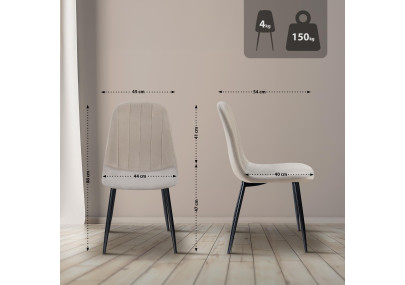 Ensemble de 4 chaises de salle à manger Baxter en velours gris