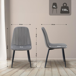 Ensemble de 4 chaises de salle à manger Baxter en velours gris foncé