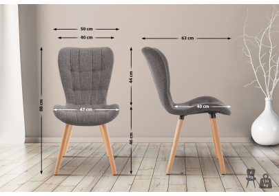 Ensemble de 2 chaises Elda, tissu gris clair