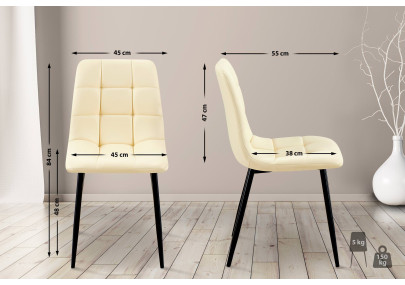 Ensemble de 4 chaises de salle à manger, similicuir Antibes, crème