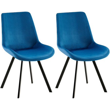 Ensemble de 2 chaises de salle à manger Lewes en velours bleu foncé