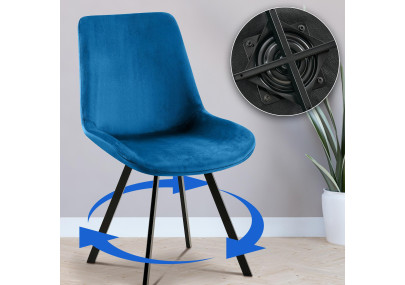 Ensemble de 2 chaises de salle à manger Lewes en velours bleu foncé