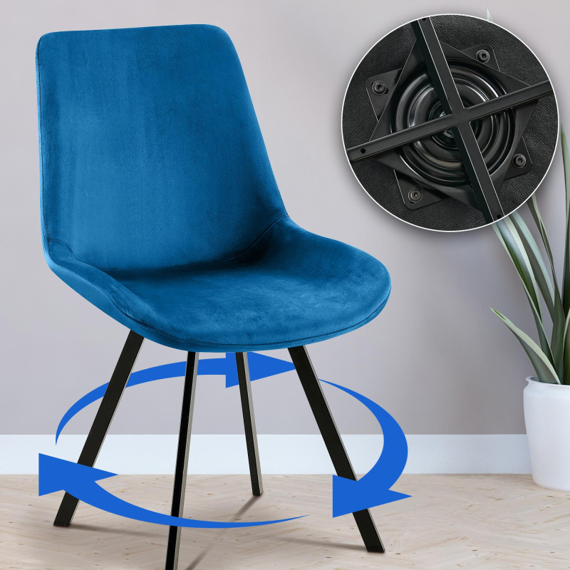 Ensemble de 2 chaises de salle à manger Lewes en velours bleu foncé