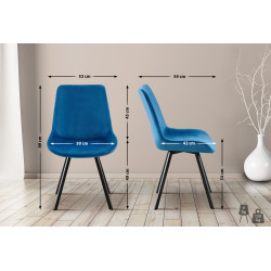 Ensemble de 2 chaises de salle à manger Lewes en velours bleu foncé