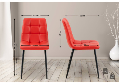 Ensemble de 4 chaises de salle à manger Antibes en similicuir rouge