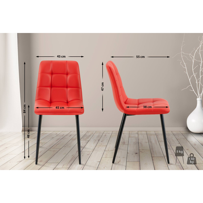 Ensemble de 4 chaises de salle à manger Antibes en similicuir rouge