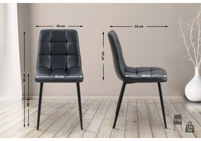 Ensemble de 4 chaises de salle à manger Antibes en similicuir noir