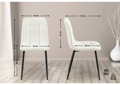 Ensemble de 4 chaises de salle à manger, similicuir Antibes, blanc