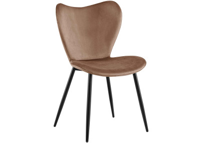 Chaise de salle à manger Maika, velours, marron