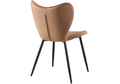 Chaise de salle à manger Maika, velours, marron