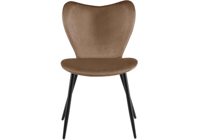 Chaise de salle à manger Maika, velours, marron