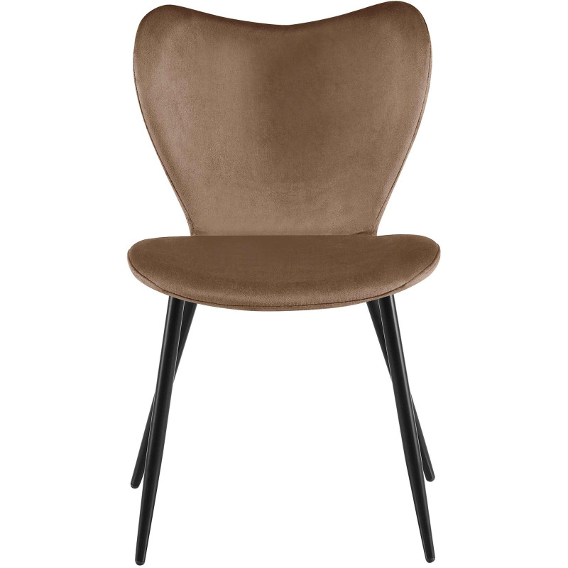 Chaise de salle à manger Maika, velours, marron