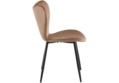 Chaise de salle à manger Maika, velours, marron