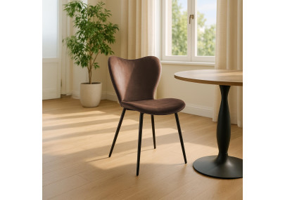 Chaise de salle à manger Maika, velours, marron