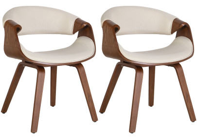 Ensemble de 2 chaises de salle à manger Foley, tissu chêne/crème
