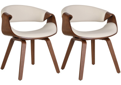 Ensemble de 2 chaises de salle à manger Foley, similicuir, chêne/crème