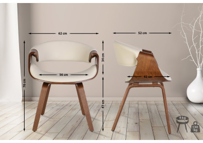 Ensemble de 2 chaises de salle à manger Foley, similicuir, chêne/crème