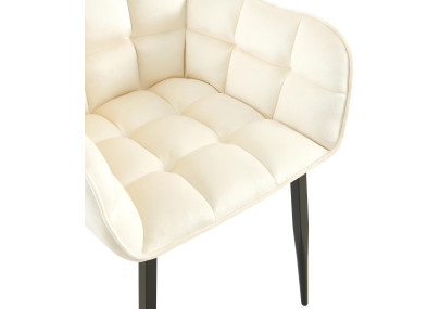 Fauteuil Tirana, velours, crème