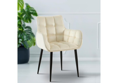 Fauteuil Tirana, velours, crème