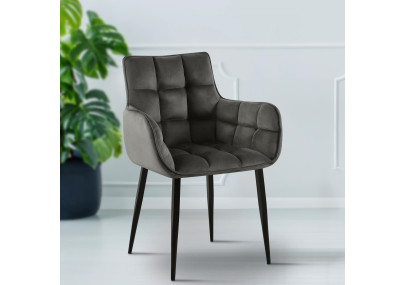Fauteuil Tirana en velours anthracite