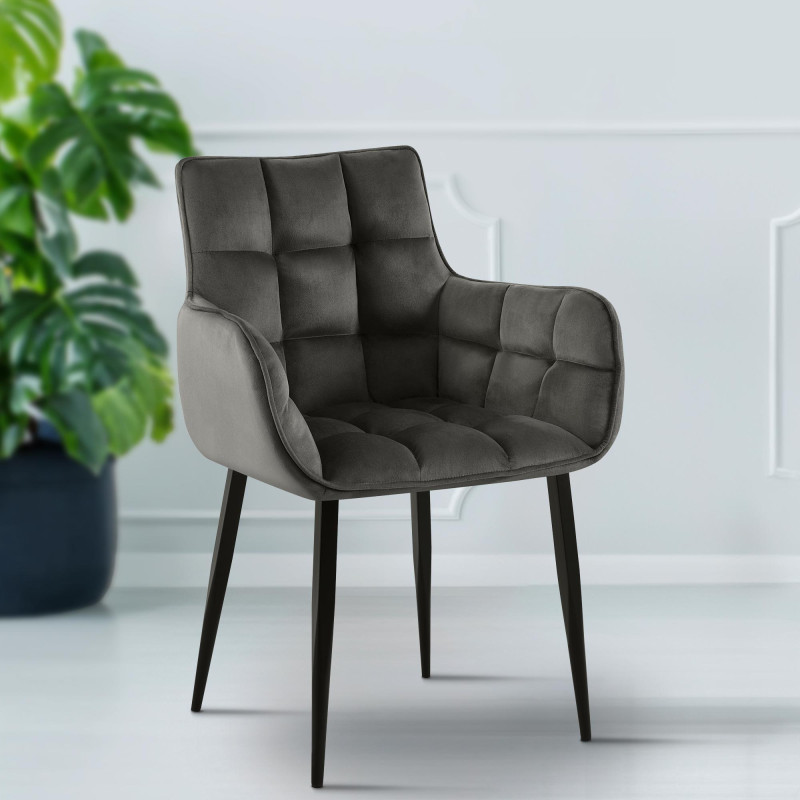 Fauteuil Tirana en velours anthracite
