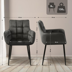 Fauteuil Tirana en velours anthracite