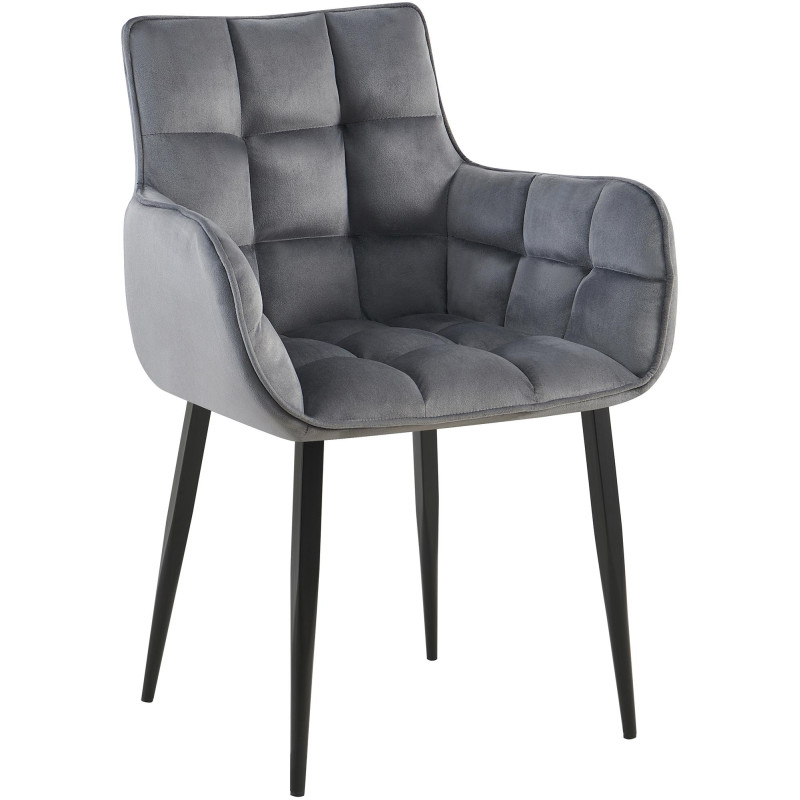 Fauteuil Tirana, velours, gris foncé