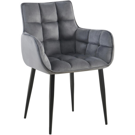 Fauteuil Tirana, velours, gris foncé