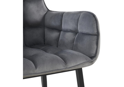 Fauteuil Tirana, velours, gris foncé