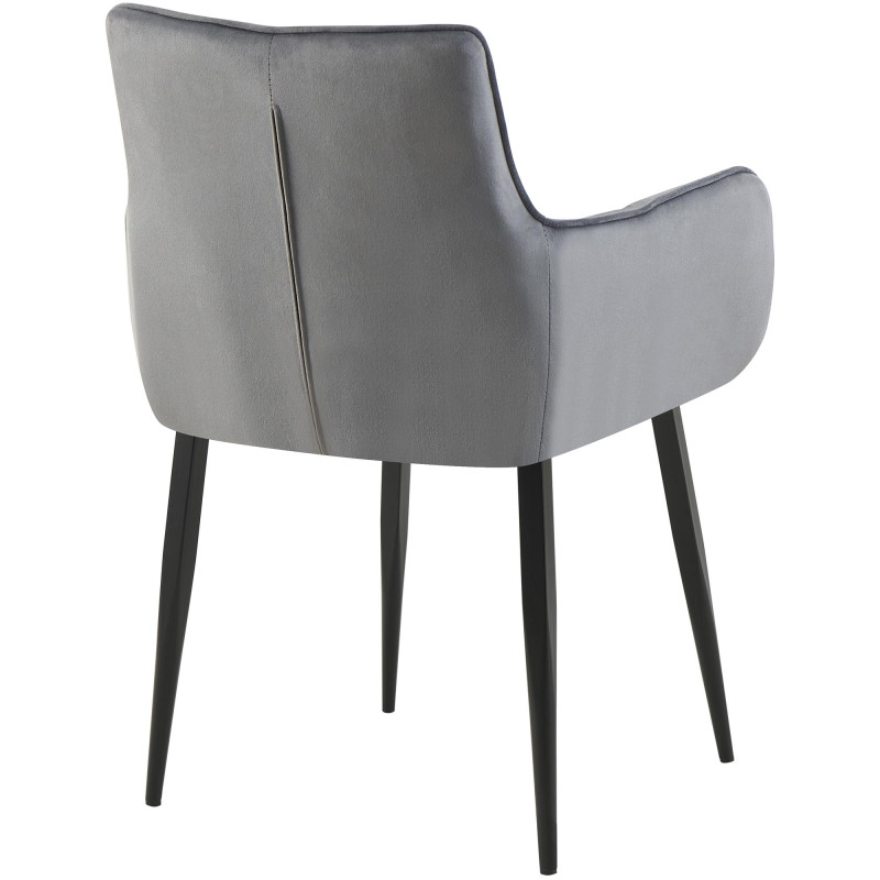 Fauteuil Tirana, velours, gris foncé