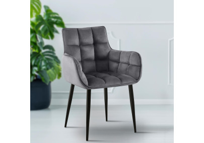 Fauteuil Tirana, velours, gris foncé